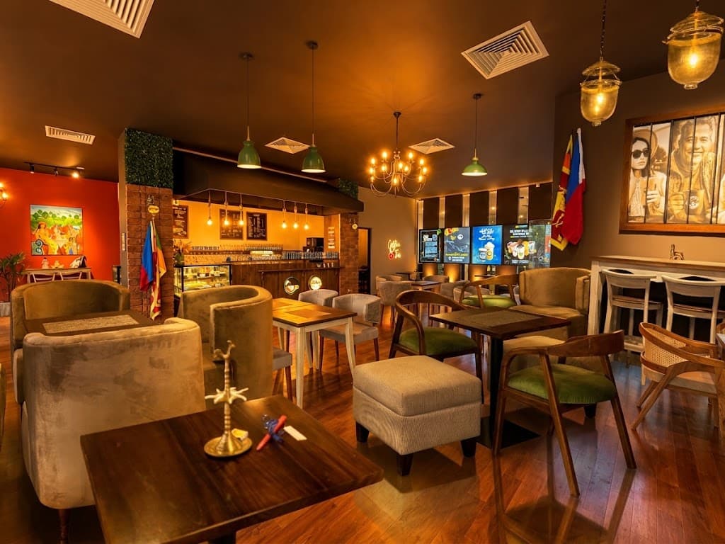 Lounge seating inside an Island Tea Co. and Ceylon Coffee Club café