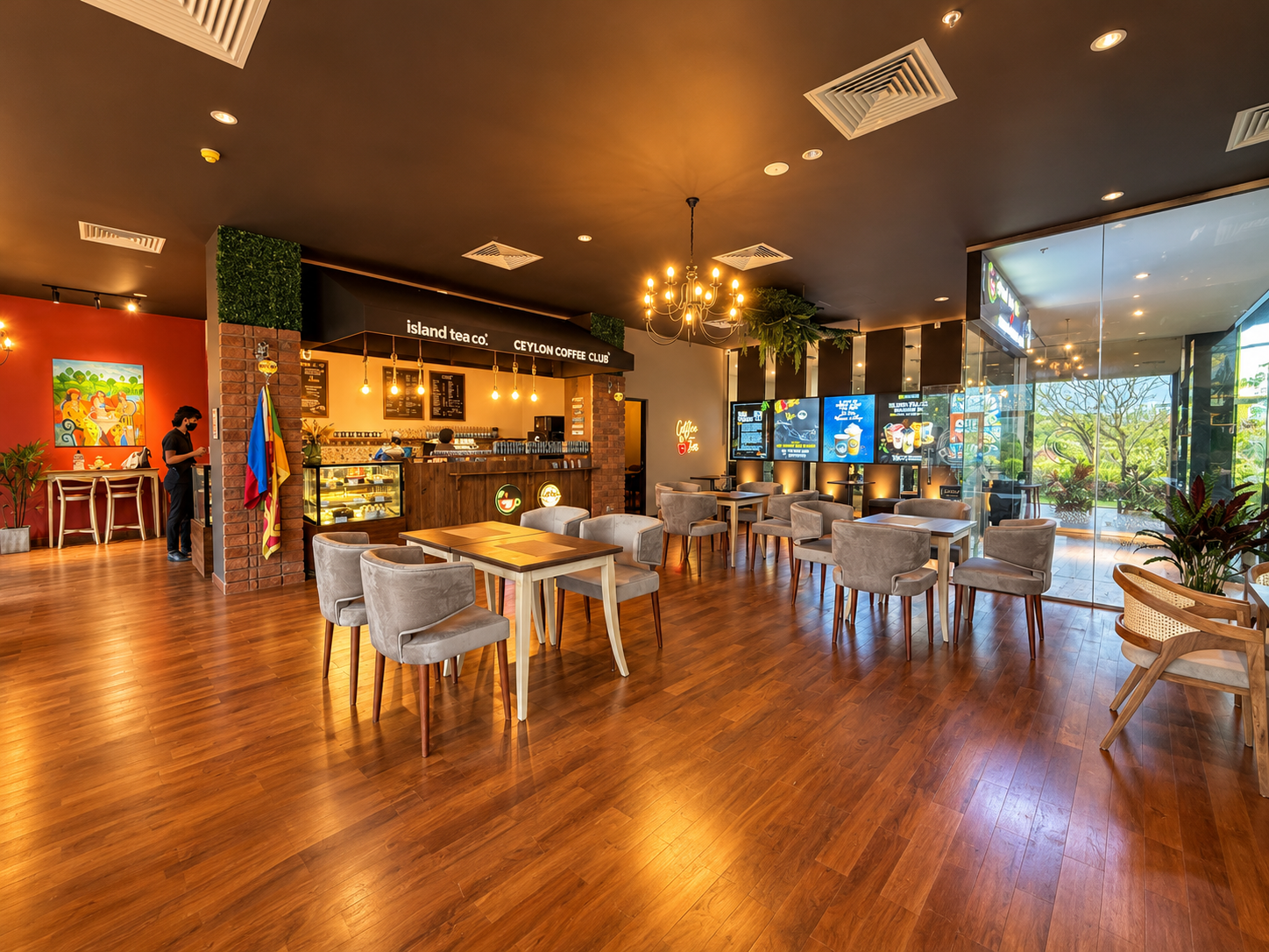 Island Tea Co. and Ceylon Coffee Club café interior with the service counter