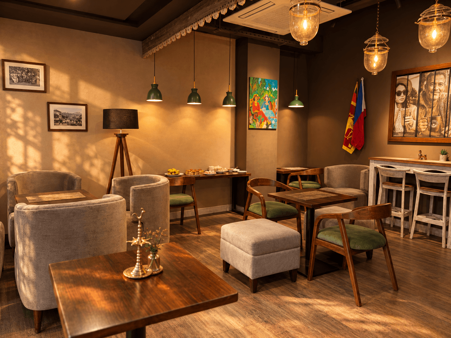 Lounge seating inside the café